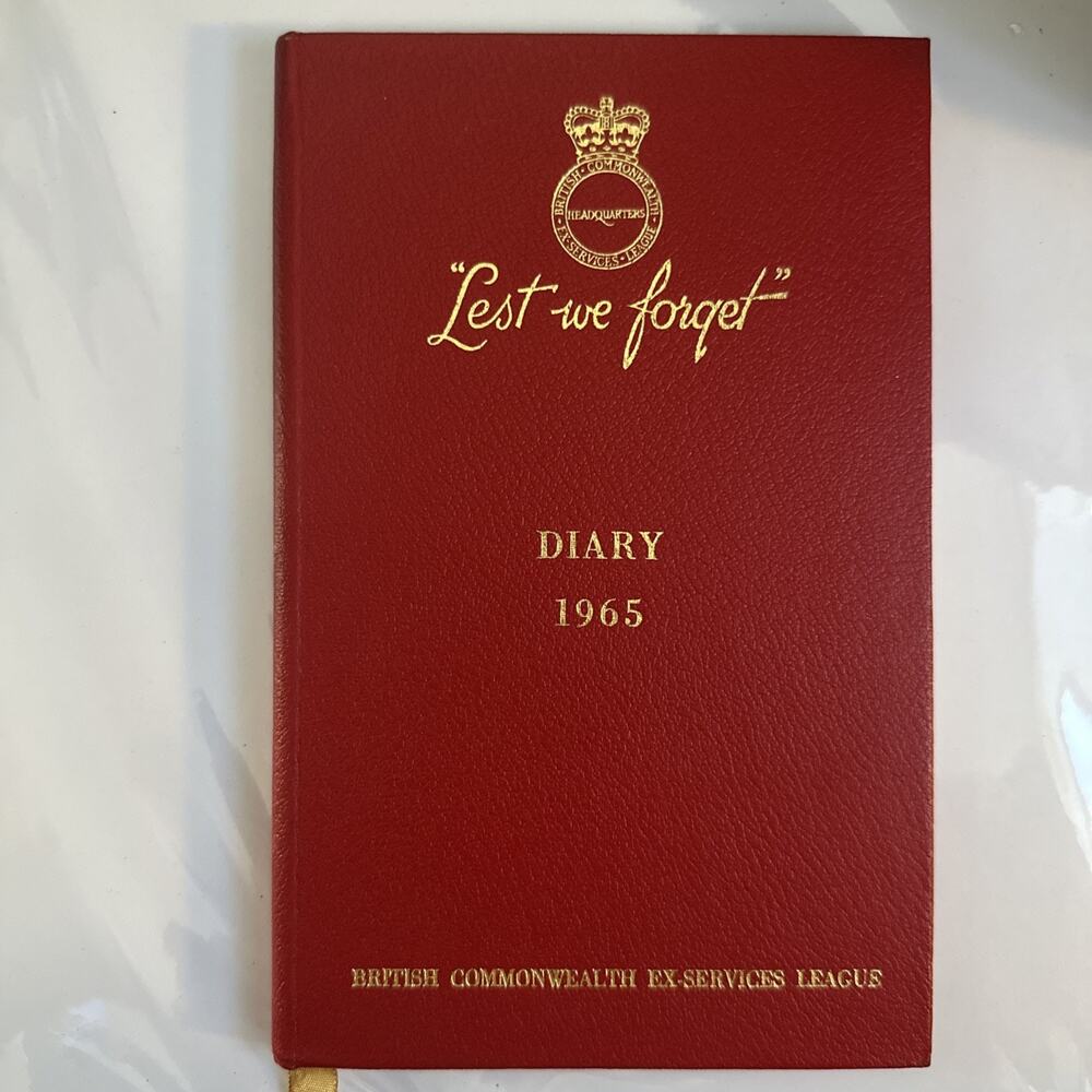 Vintage 1965 Lest We Forget Diary British Commonwealth Ex-Services League Unused